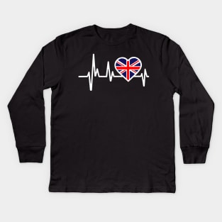 Britain Heartbeat Flag Kids Long Sleeve T-Shirt